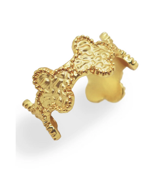 Karine Sultan Molten Clover Open Ring - 24K Gold Plated