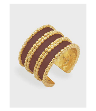 Karine Sultan Dotty Ring in Espresso Enamel - 24K Gold Plated