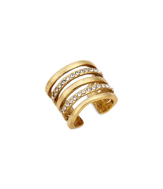 Karine Sultan Embellished Multi Strand Ring - 24K Gold Plated