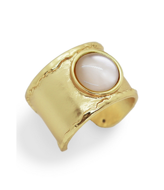 Karine Sultan Hand-Edge Glass Ring - Mother of Pearl