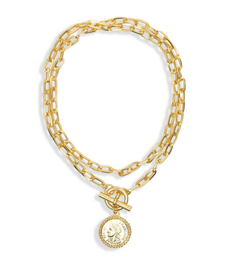 Karine Sultan Layered Paperclip Coin Necklace