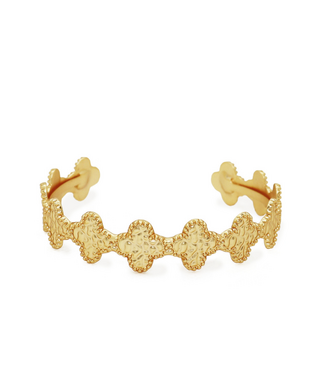 Karine Sultan Clover Motif Cuff Bracelet - 24K Gold Plated