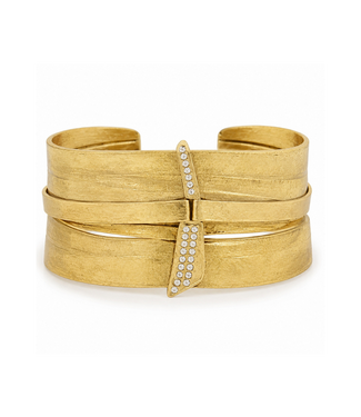 Karine Sultan Open Crystal Cuff - 24K Gold Plated