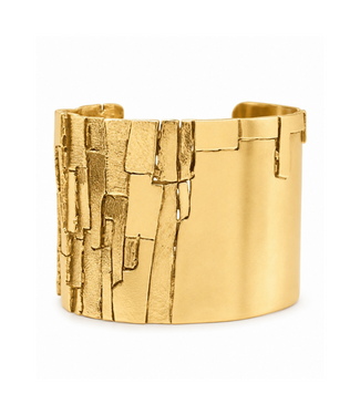 Karine Sultan Textured Mosaic Gold Cuff Bracelet - 24K Gold Plated