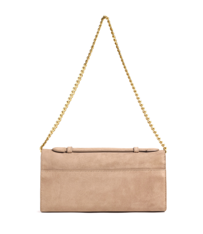 The Suede Heirloom Clutch-Taupe