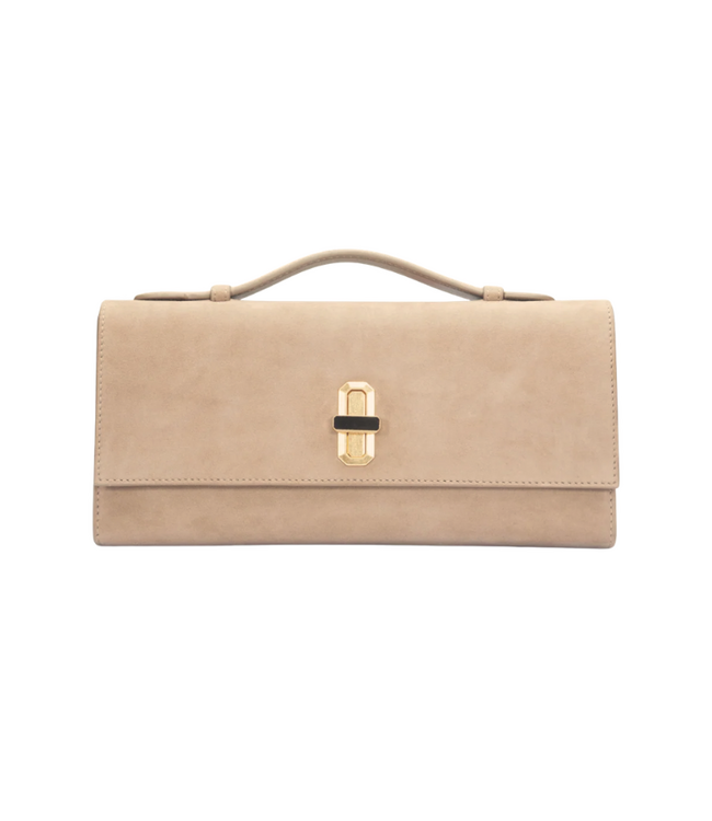 The Suede Heirloom Clutch-Taupe
