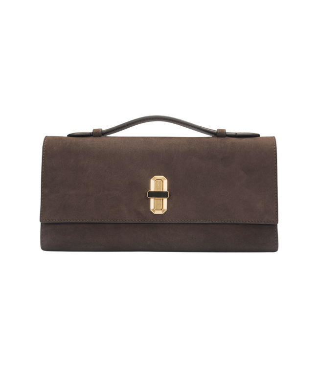 The Suede Heirloom Clutch-Chocolate