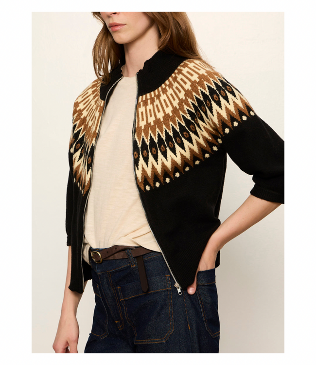 Fairisle Zip Up Sweater