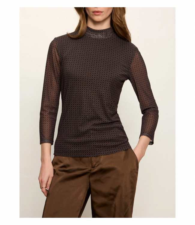 3/4 Sleeve Mesh Mock Neck