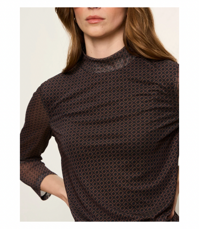 3/4 Sleeve Mesh Mock Neck