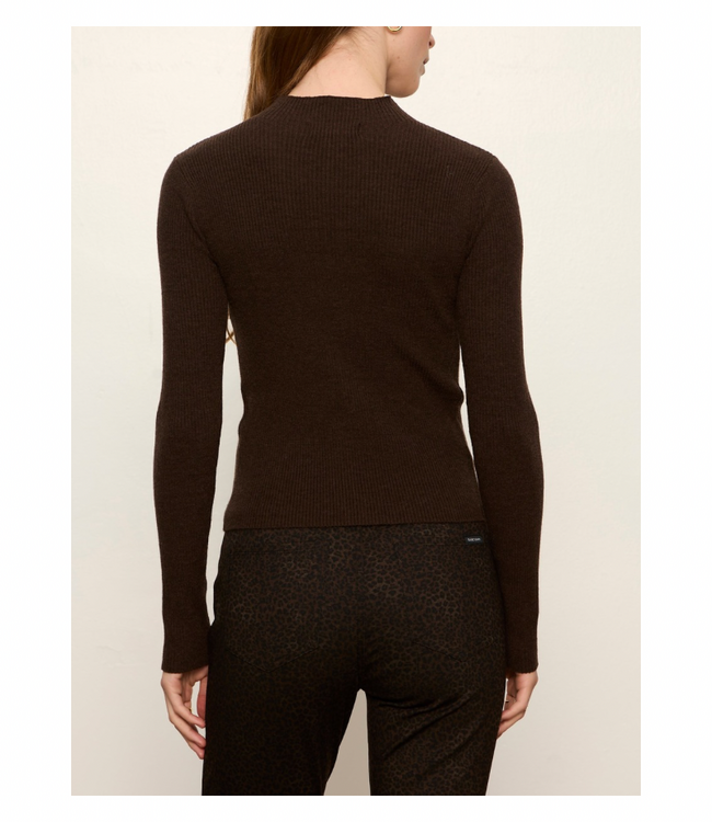 High Neck Ribbed Cardigan
