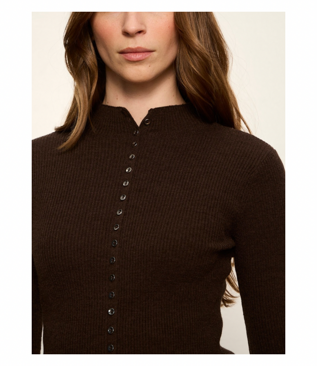 High Neck Ribbed Cardigan