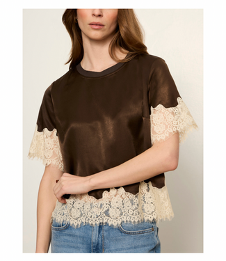 Sanctuary One Of A Kind Satin Lace Top