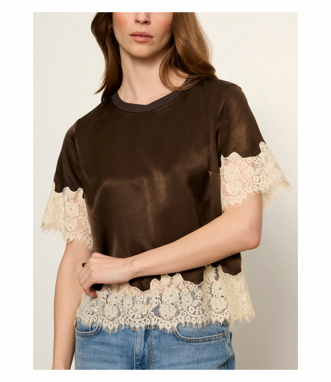 One Of A Kind Satin Lace Top