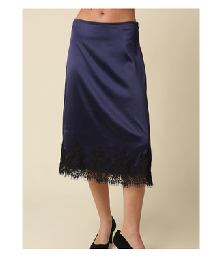 Lois Lace Trim Satin Midi Skirt