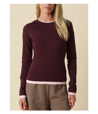 Mary Contrast Trim Long Sleeve Top