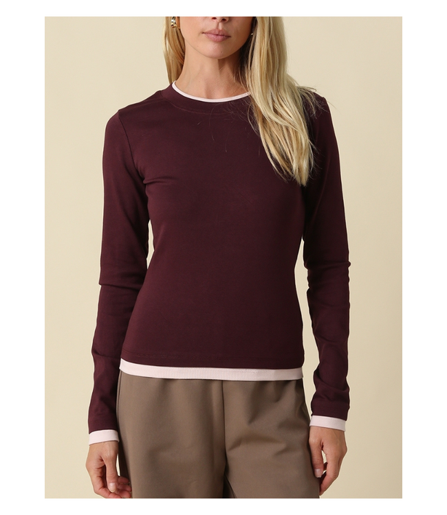 Mary Contrast Trim Long Sleeve Top