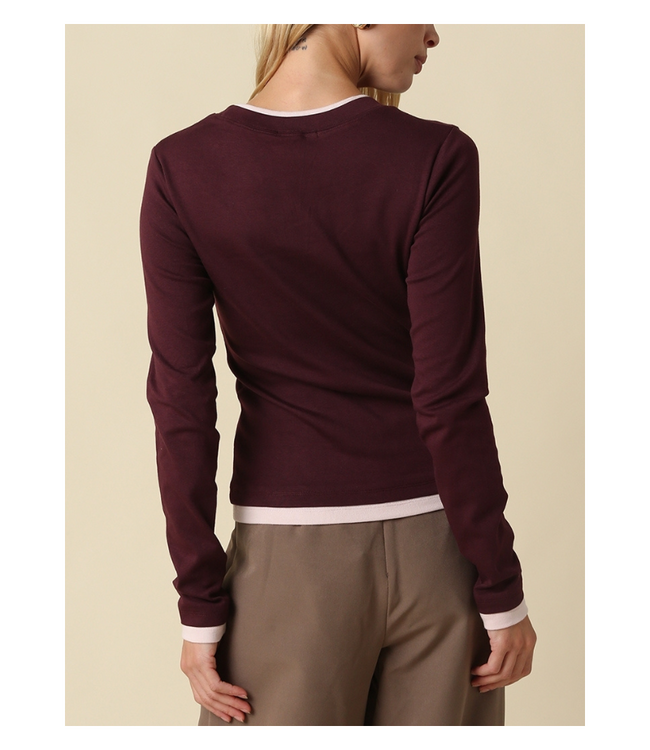 Mary Contrast Trim Long Sleeve Top