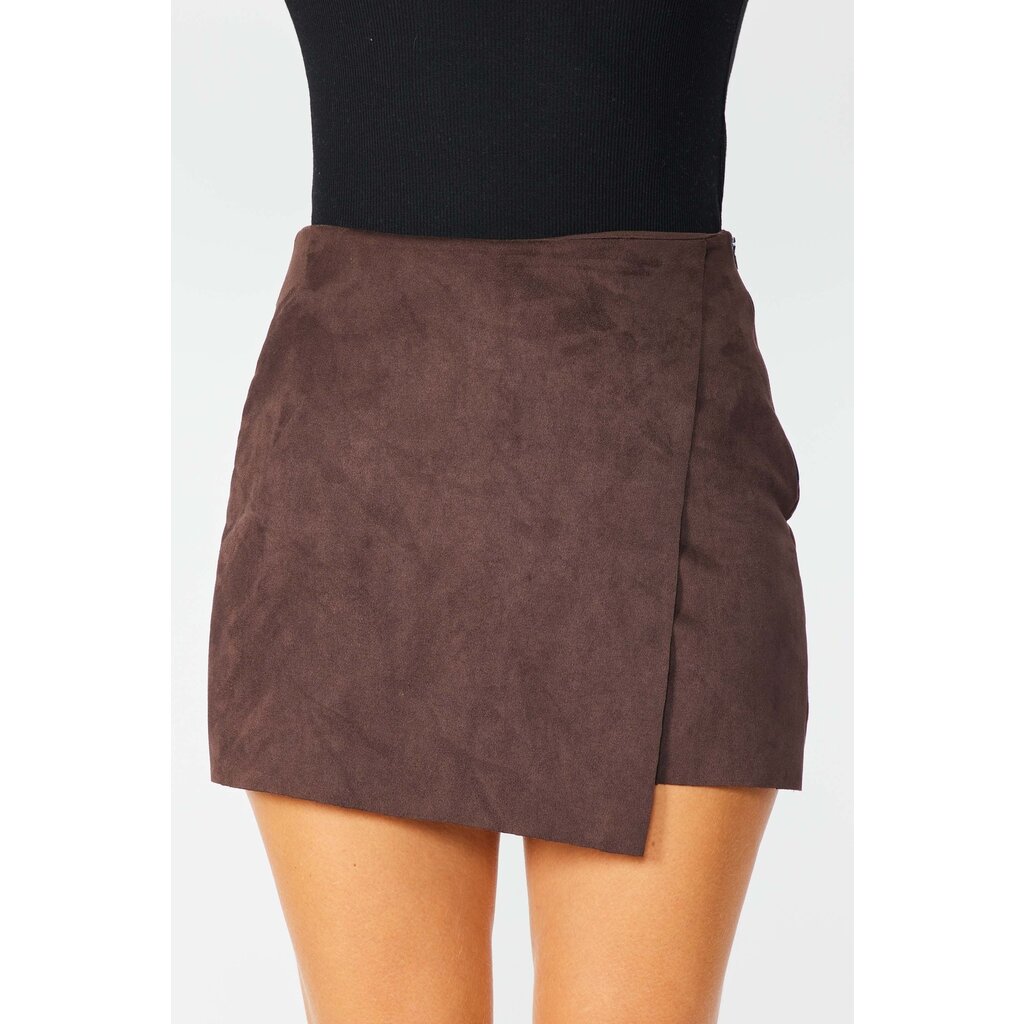 StyleLA Suede Wrap Skort