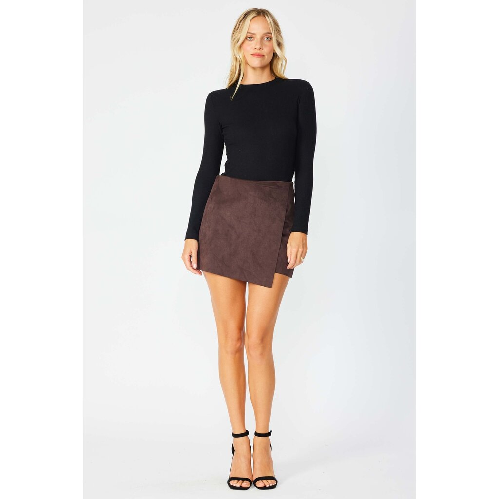StyleLA Suede Wrap Skort