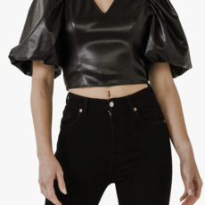 Endless Rose Leather Puff Sleeve Top
