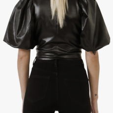 Endless Rose Leather Puff Sleeve Top
