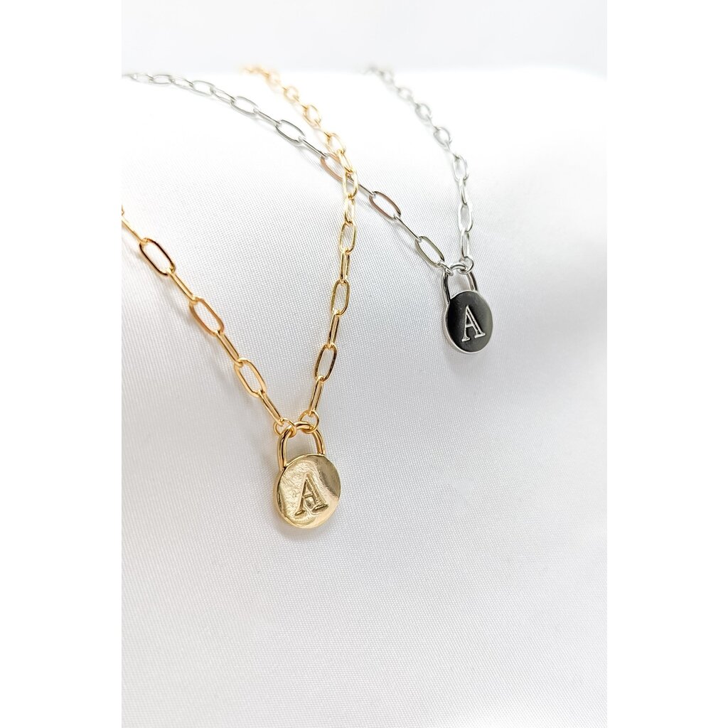 StyleLA Padlock Initial Necklace