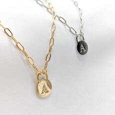 StyleLA Padlock Initial Necklace