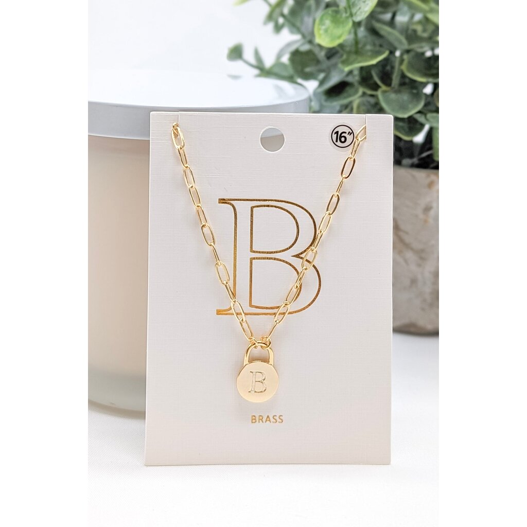 StyleLA Padlock Initial Necklace