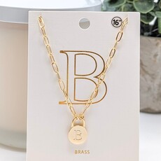StyleLA Padlock Initial Necklace
