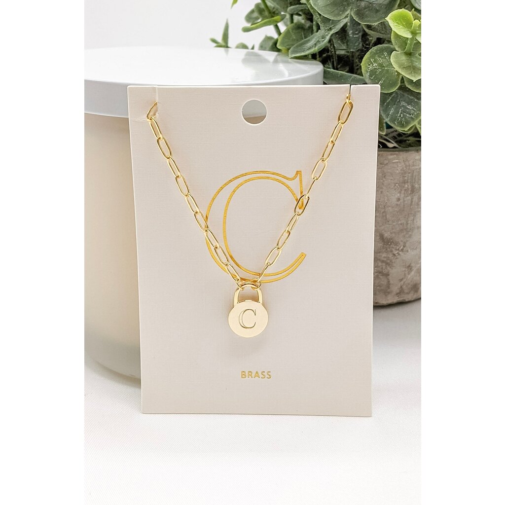 StyleLA Padlock Initial Necklace