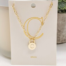 StyleLA Padlock Initial Necklace