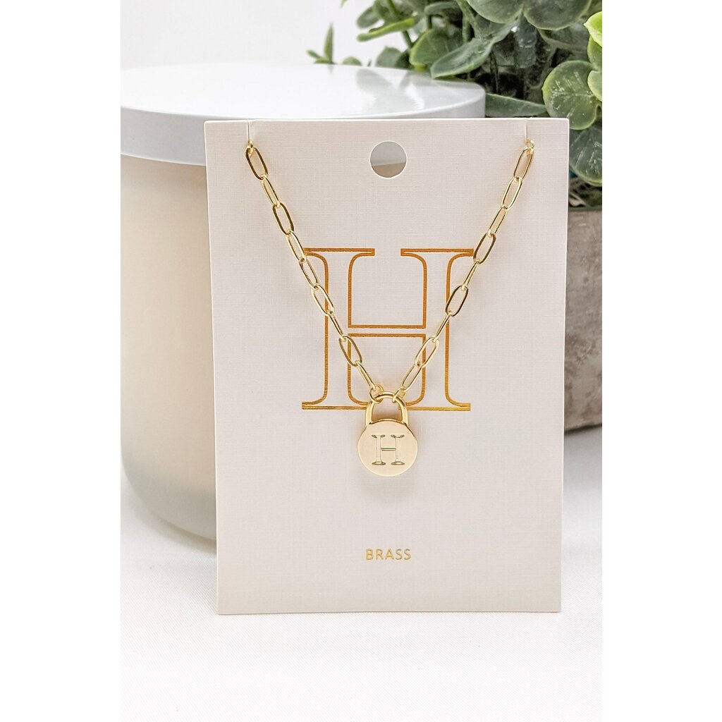 StyleLA Padlock Initial Necklace