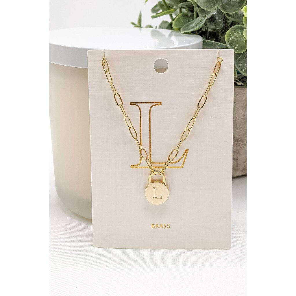StyleLA Padlock Initial Necklace
