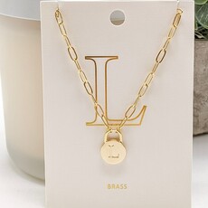 StyleLA Padlock Initial Necklace