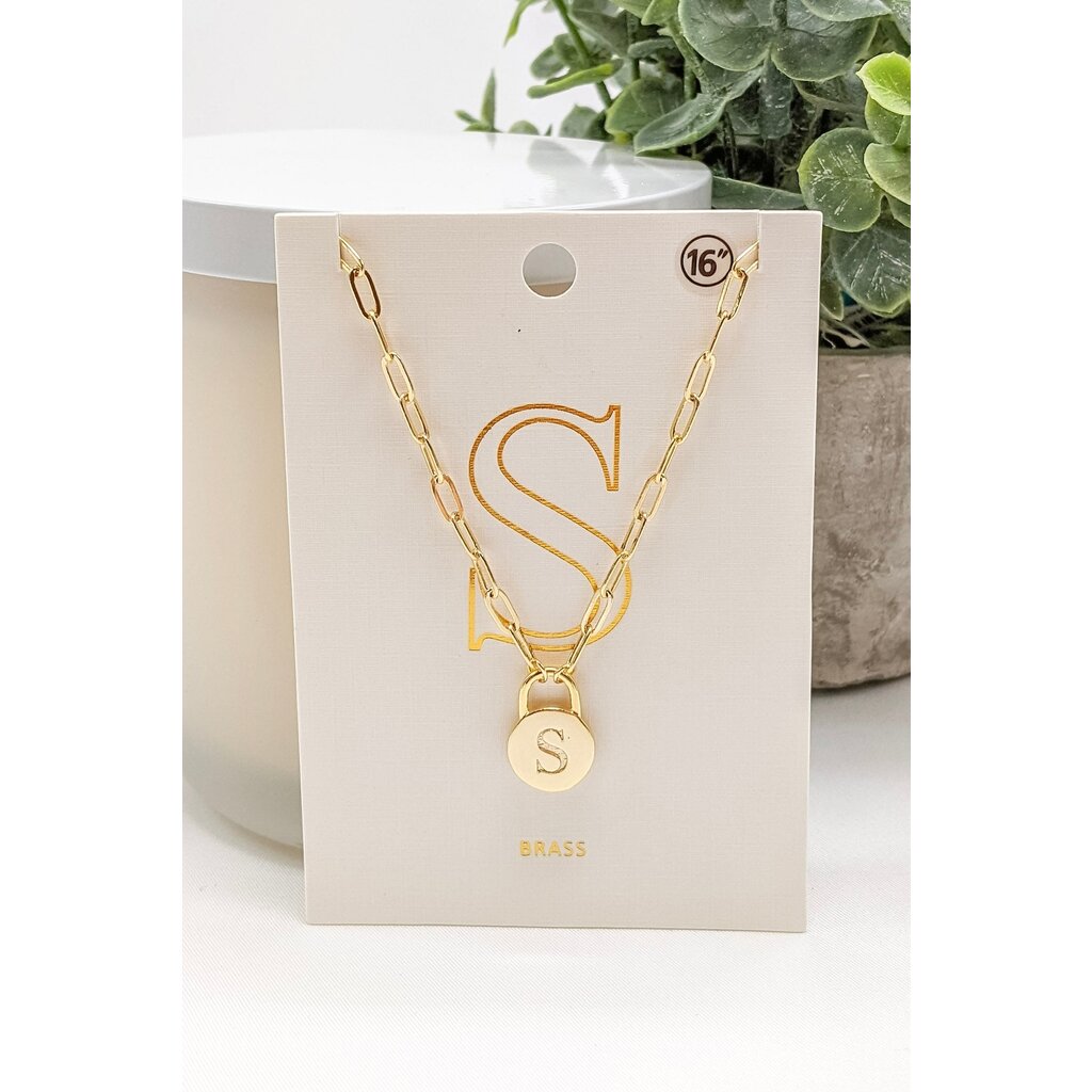 StyleLA Padlock Initial Necklace
