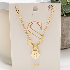 StyleLA Padlock Initial Necklace