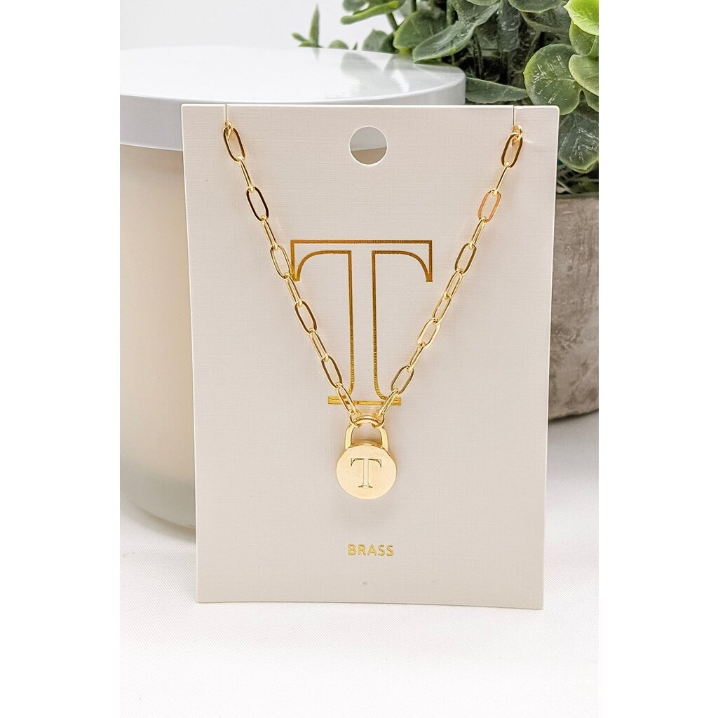 StyleLA Padlock Initial Necklace