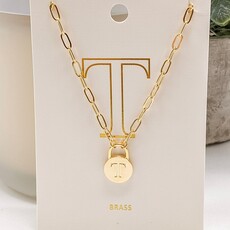 StyleLA Padlock Initial Necklace