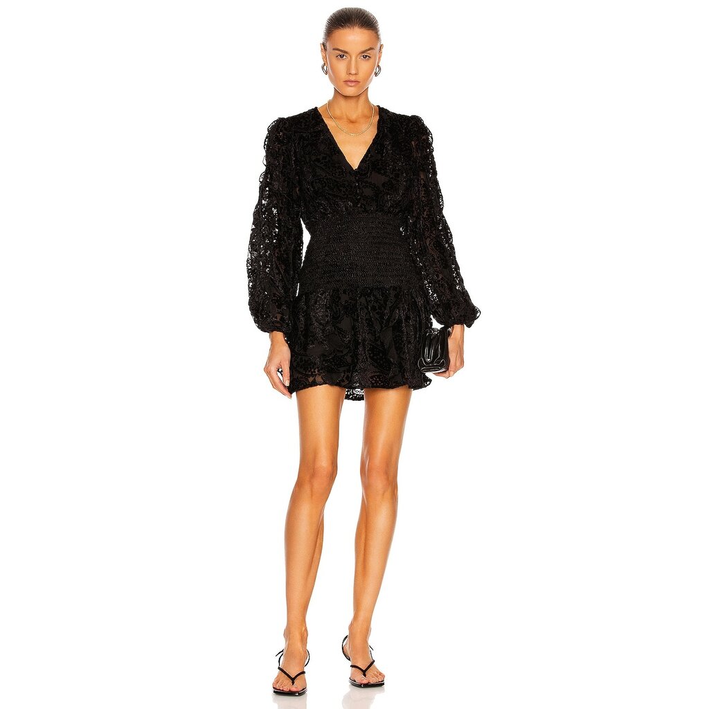 Rococo Sand Blk vneck short dress