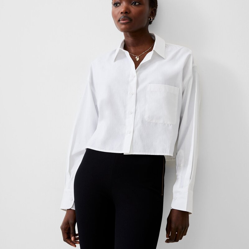 French Connection Poplin Cropped Shirt White