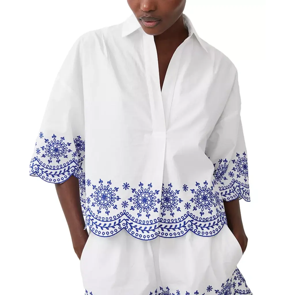 French Connection Alissa Cotton Embroidered Popover