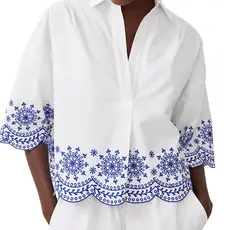 French Connection Alissa Cotton Embroidered Popover