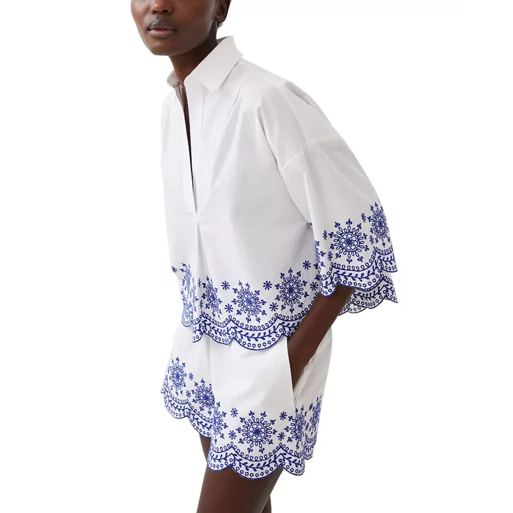 French Connection Alissa Cotton Embroidered Popover