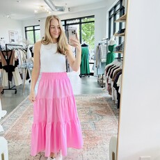 Smocked Waist Tiered Maxi Skirt Pink - Ro and Co Clothing Smocked Waist Tiered Maxi Skirt Pink - Ro and Co Clothing