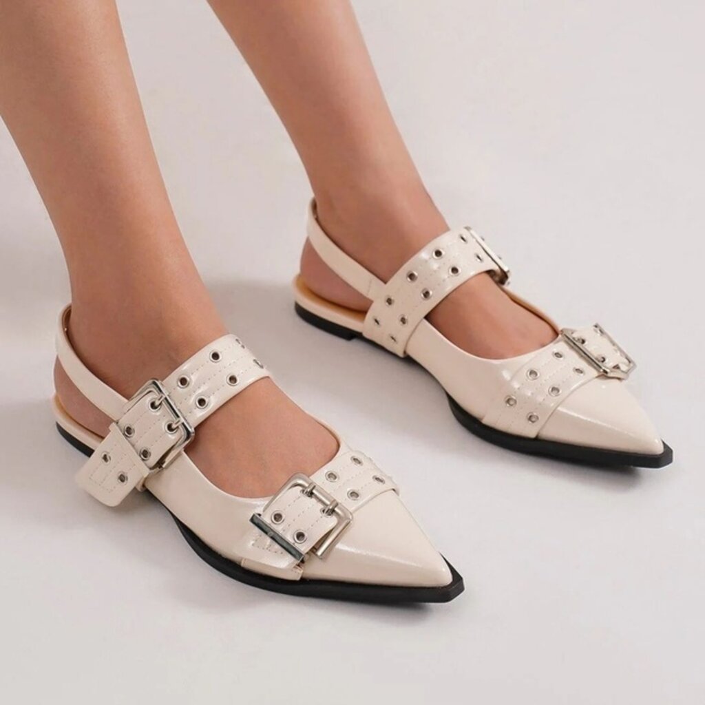 Mars Sky Shoes Buckle Strap Slingback Flats
