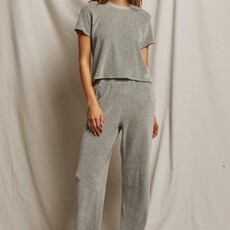 Perfect White Tee Holly Velour Wide Leg Sweat Pant
