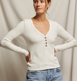 Perfect White Tee Evangeline Sweater Rib Long Sleeve VNeck