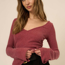 Project Social T Opal Ruched Side Brushed V-Neck