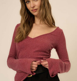Project Social T Opal Ruched Side Brushed V-Neck